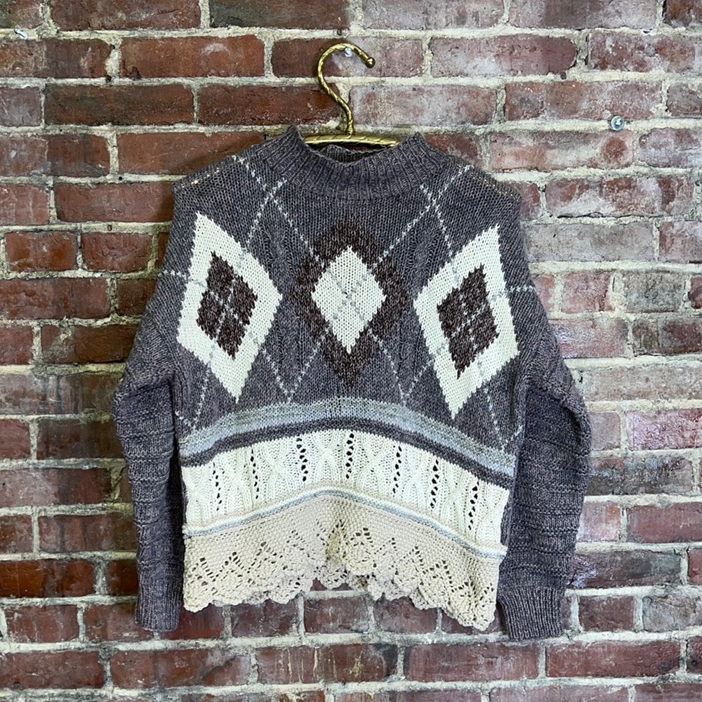 Vintage argyle knit sweater by E3 London